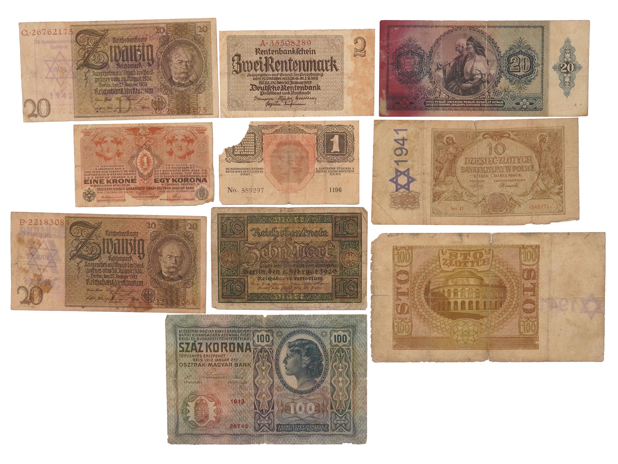 LOT OF WWII NAZI GERMAN HOLOCAUST PAPER MONEY PIC-1